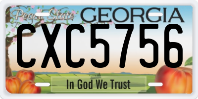 GA license plate CXC5756