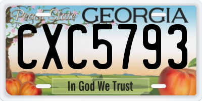 GA license plate CXC5793