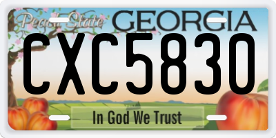 GA license plate CXC5830