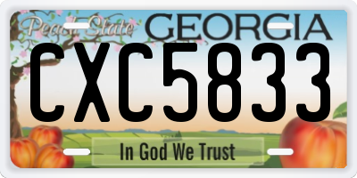 GA license plate CXC5833