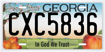 GA license plate CXC5836