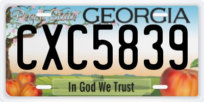 GA license plate CXC5839