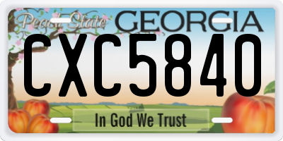 GA license plate CXC5840