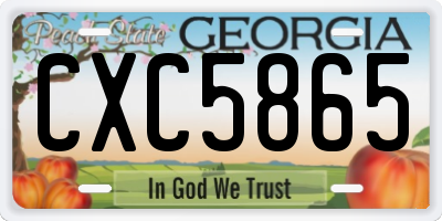 GA license plate CXC5865