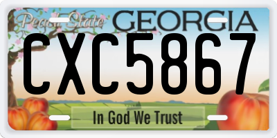 GA license plate CXC5867