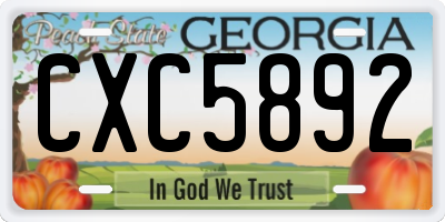 GA license plate CXC5892