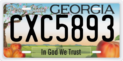 GA license plate CXC5893