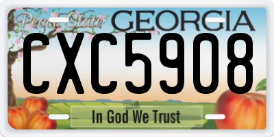 GA license plate CXC5908