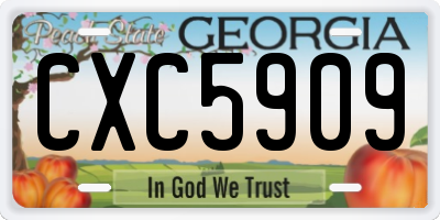 GA license plate CXC5909
