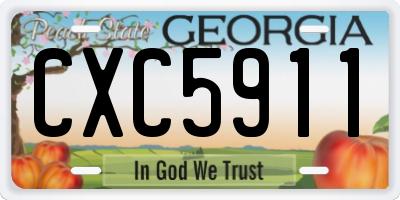 GA license plate CXC5911