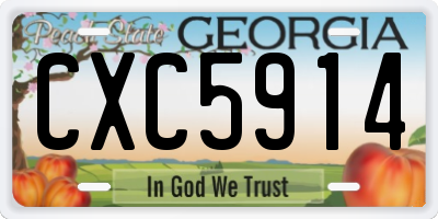 GA license plate CXC5914