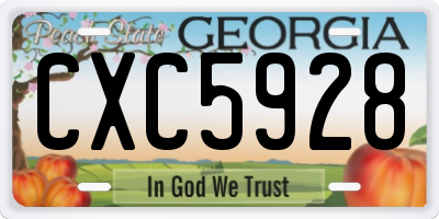 GA license plate CXC5928