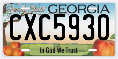 GA license plate CXC5930