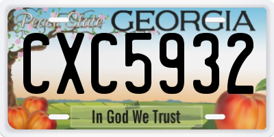 GA license plate CXC5932