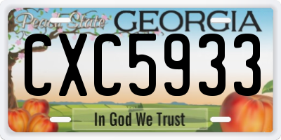 GA license plate CXC5933