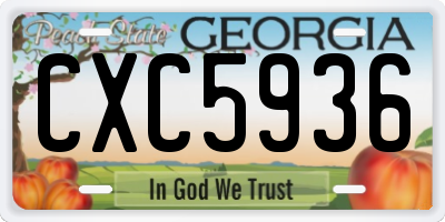 GA license plate CXC5936