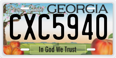GA license plate CXC5940