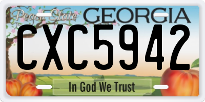 GA license plate CXC5942