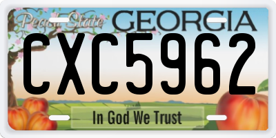 GA license plate CXC5962