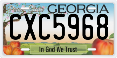GA license plate CXC5968