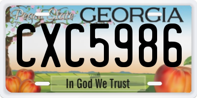 GA license plate CXC5986