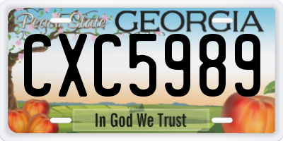 GA license plate CXC5989