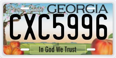 GA license plate CXC5996