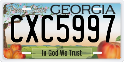GA license plate CXC5997