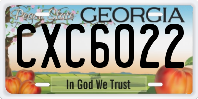 GA license plate CXC6022