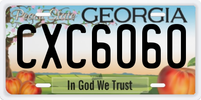 GA license plate CXC6060