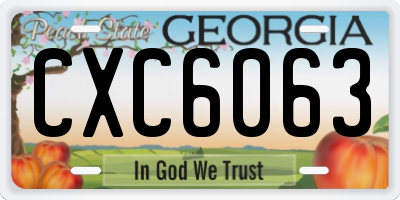GA license plate CXC6063