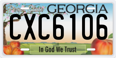 GA license plate CXC6106