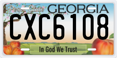 GA license plate CXC6108