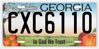 GA license plate CXC6110