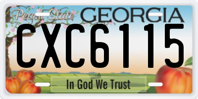 GA license plate CXC6115