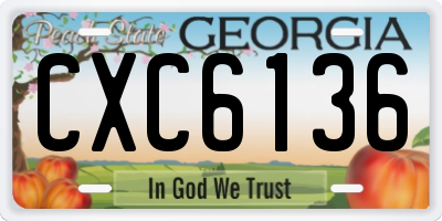 GA license plate CXC6136