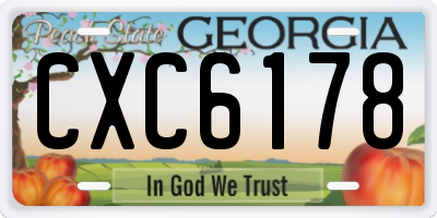 GA license plate CXC6178