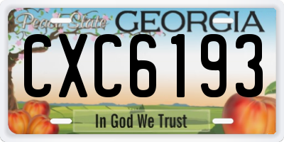 GA license plate CXC6193