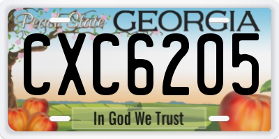 GA license plate CXC6205