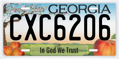 GA license plate CXC6206