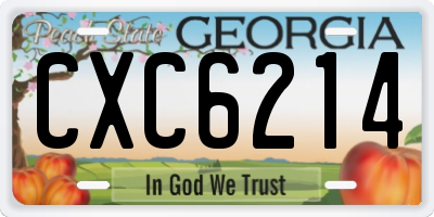 GA license plate CXC6214