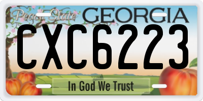 GA license plate CXC6223