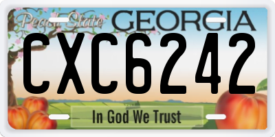 GA license plate CXC6242