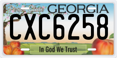 GA license plate CXC6258