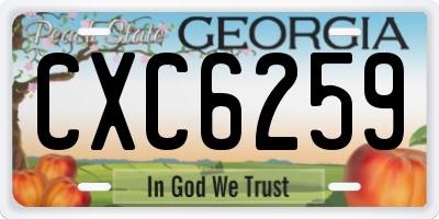 GA license plate CXC6259