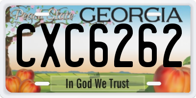 GA license plate CXC6262
