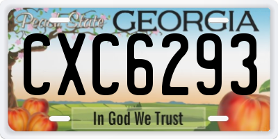 GA license plate CXC6293