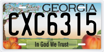 GA license plate CXC6315