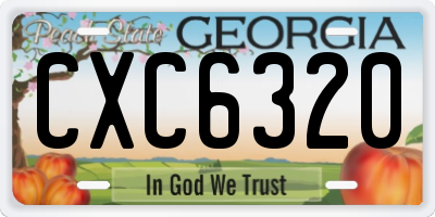 GA license plate CXC6320