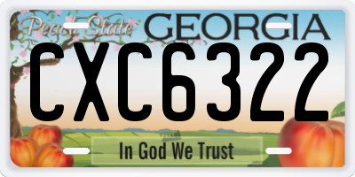 GA license plate CXC6322